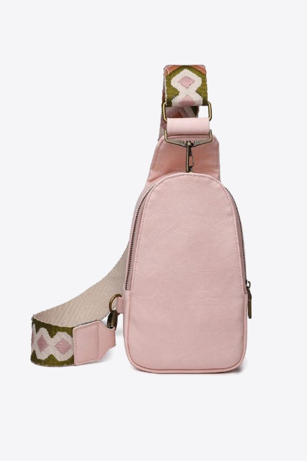 Random Pattern Adjustable Strap PU Leather Sling Bag - Lecatta