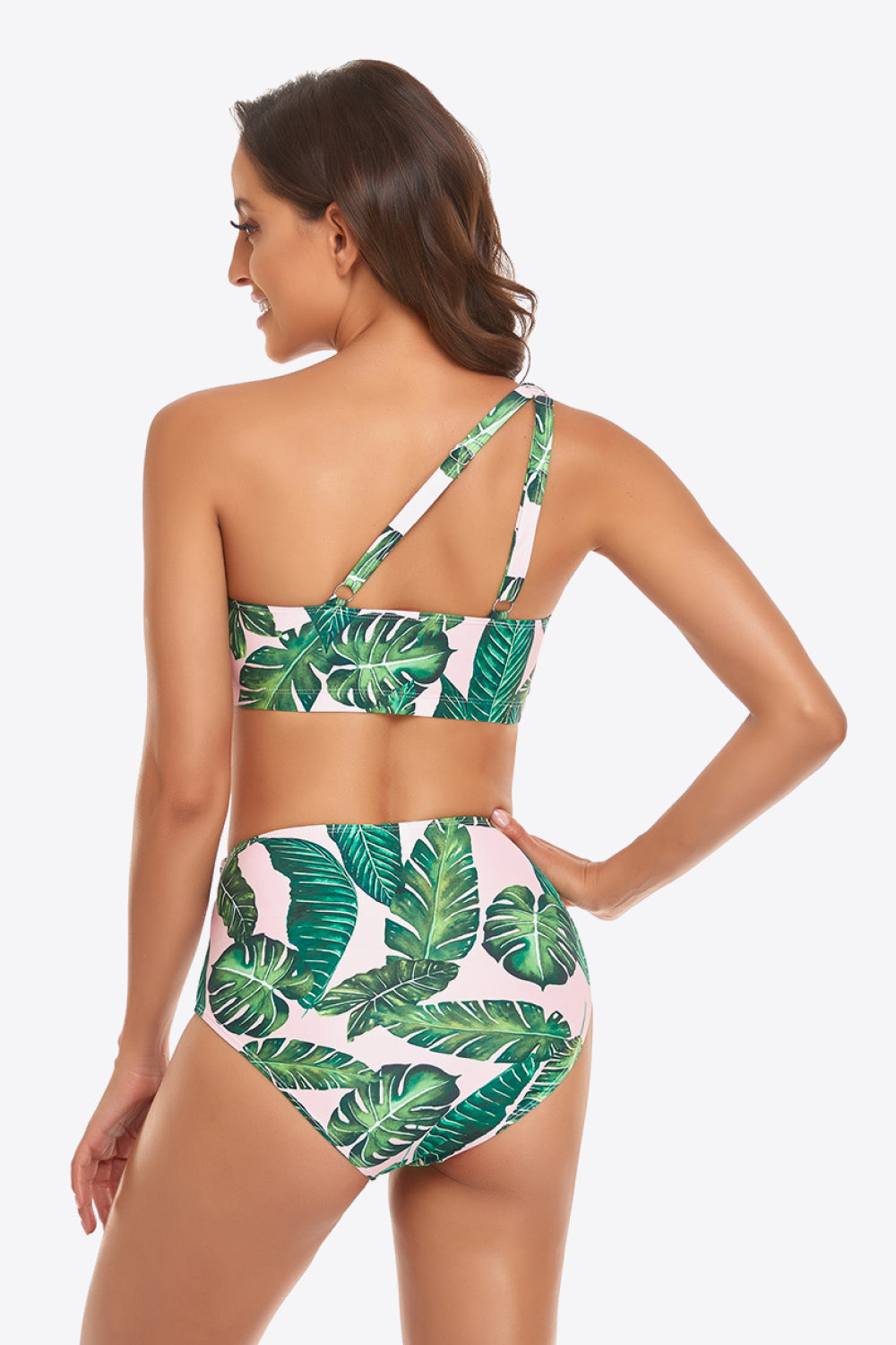 Ruffled One-Shoulder Buckled Bikini Set - Lecatta