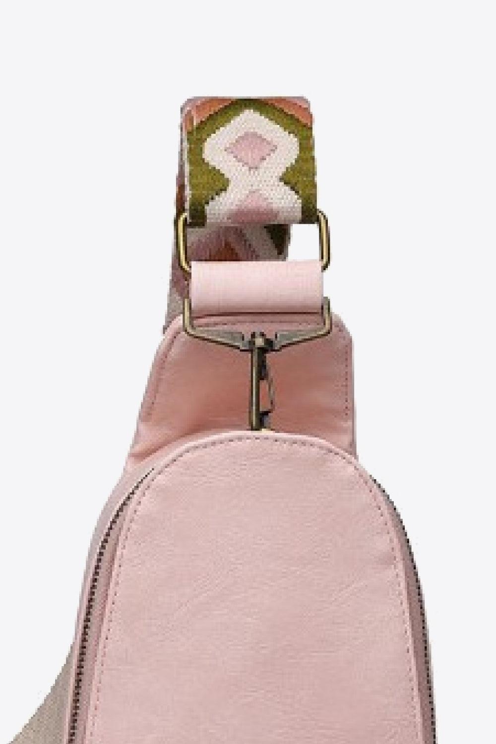 Random Pattern Adjustable Strap PU Leather Sling Bag - Lecatta