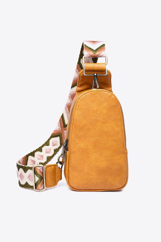 Random Pattern Adjustable Strap PU Leather Sling Bag - Lecatta