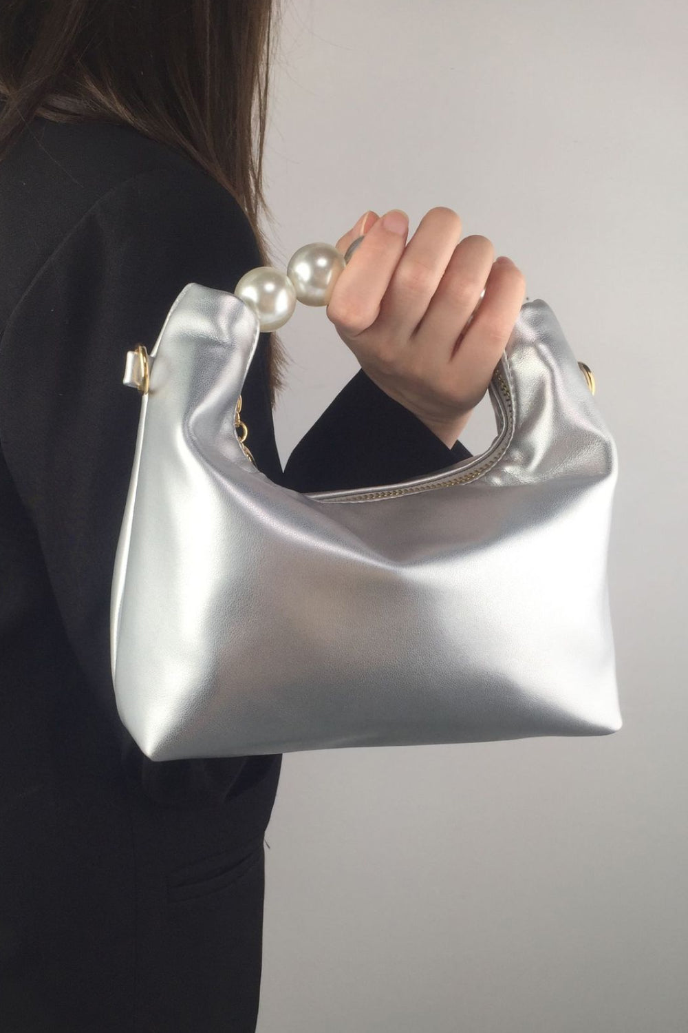 PU Leather Pearl Handbag - Lecatta