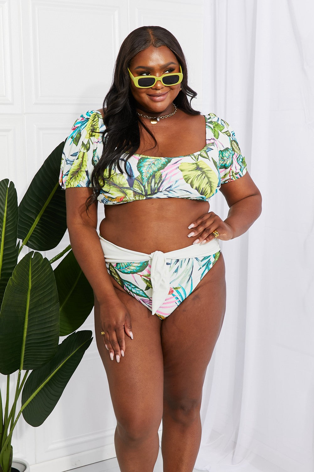 Puff Sleeve Bikini in Floral - Lecatta