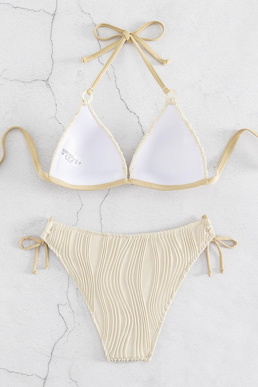 Textured Halter Neck Bikini Set - Lecatta