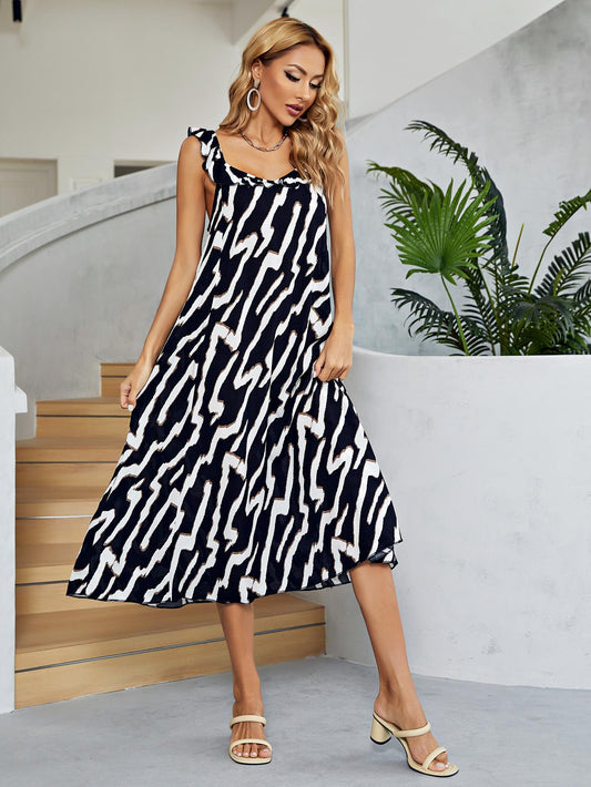 Two-Tone Low Back Midi Dress - Lecatta