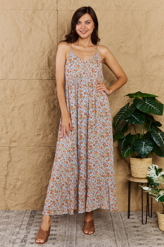 HEYSON Take Your Chances Full Size Floral Halter Neck Maxi Dress - Lecatta