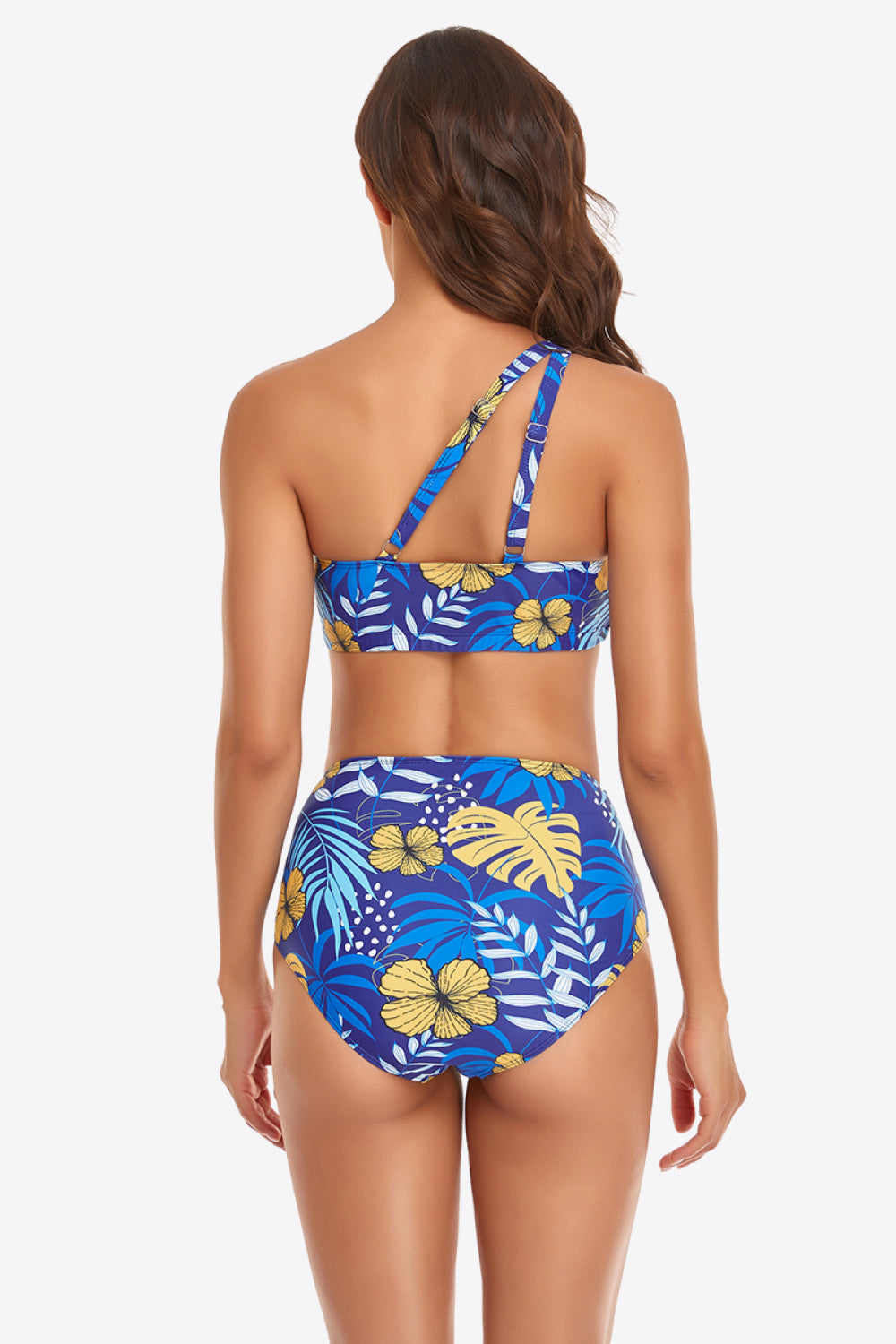 Ruffled One-Shoulder Buckled Bikini Set - Lecatta