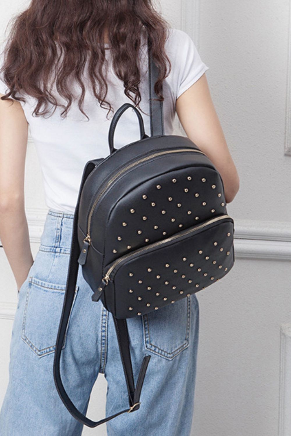 Studded PU Leather Backpack - Lecatta