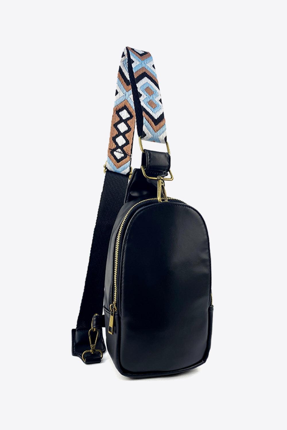 Random Pattern Adjustable Strap PU Leather Sling Bag - Lecatta