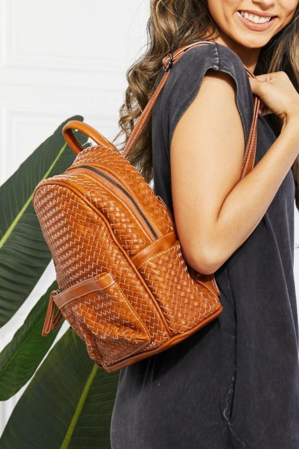 SHOMICO Certainly Chic Faux Leather Woven Backpack - Lecatta